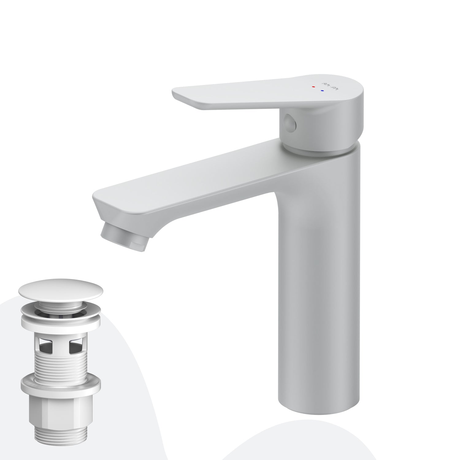 FTA82133 Bad Armatur Hit Waschtischarmatur S-Größe mit Klick-Ablaufgarnitur Wasserhahn, Weiß ampm-store.de