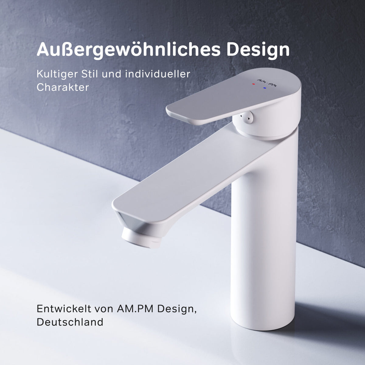 FTA82133 Bad Armatur Hit Waschtischarmatur S-Größe mit Klick-Ablaufgarnitur Wasserhahn, Weiß ampm-store.de