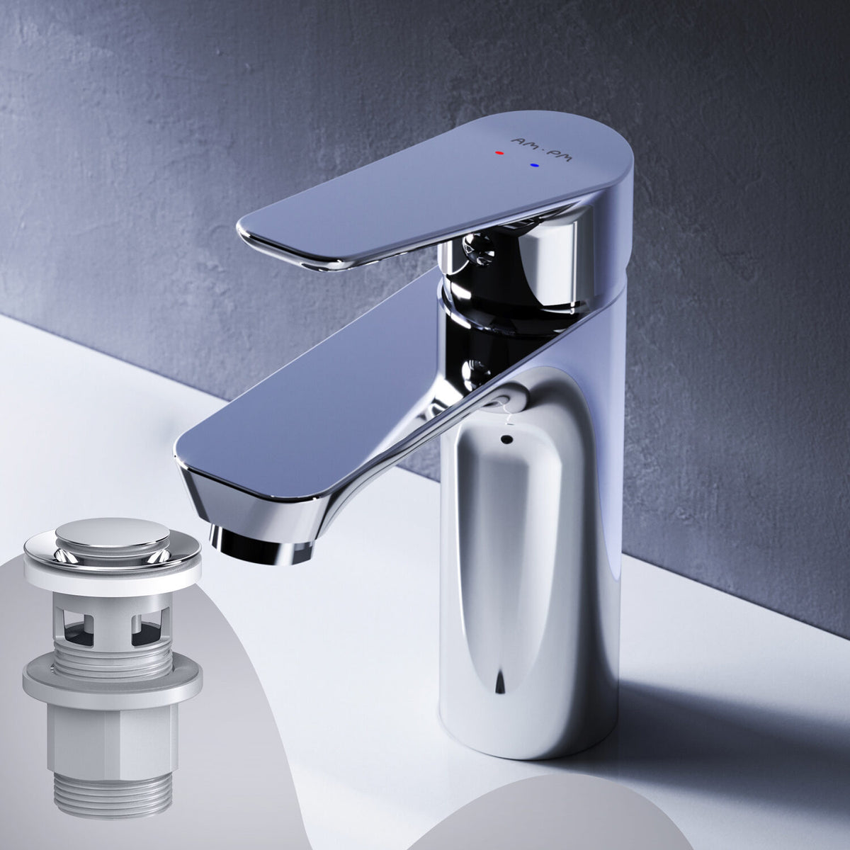 FTA82200 Bad Armatur Hit Waschtischarmatur M-Größe mit Klick-Ablaufgarnitur Wasserhahn ampm-store.de