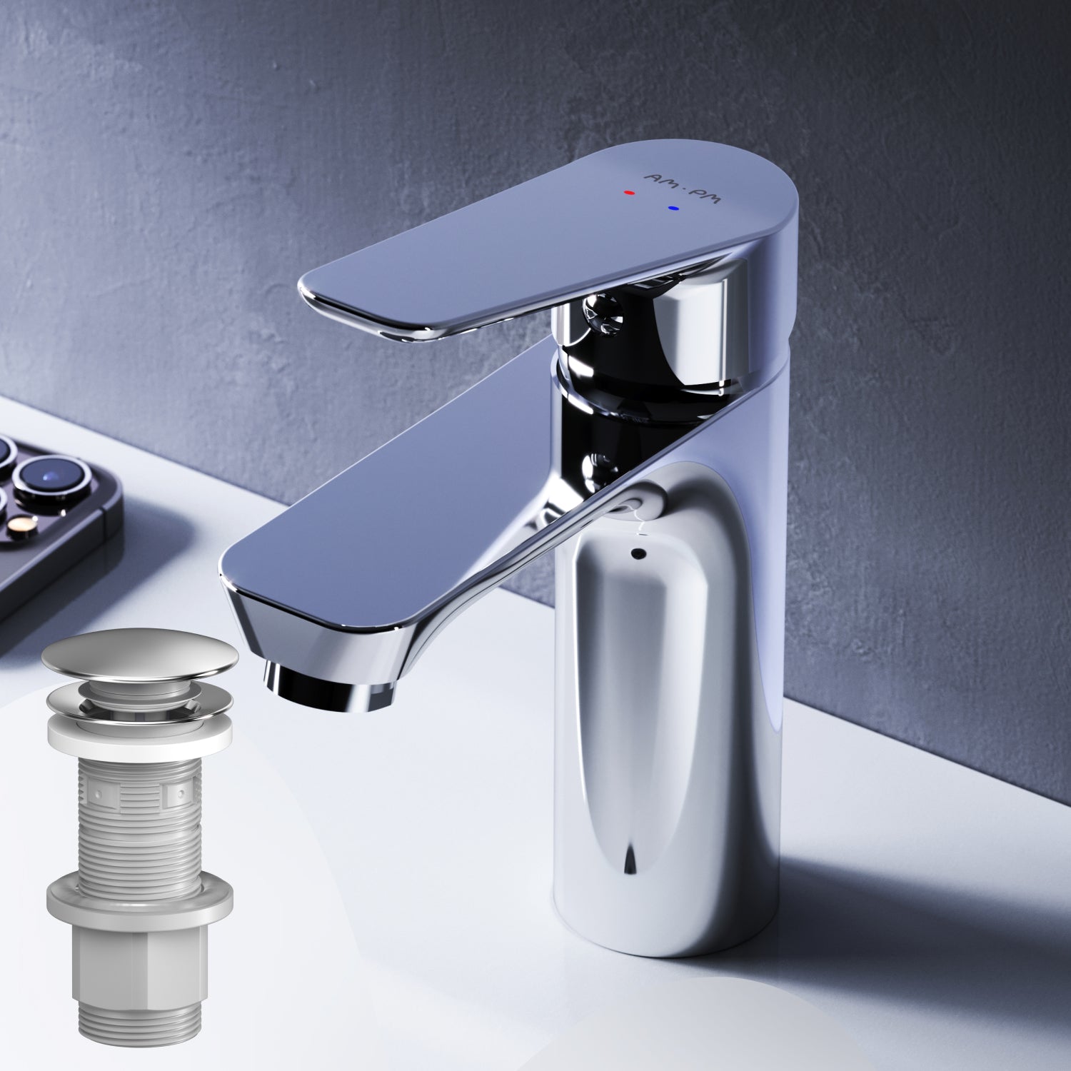 FTA82200 Bad Armatur Hit Waschtischarmatur M-Größe mit Klick-Ablaufgarnitur Wasserhahn ampm-store.de