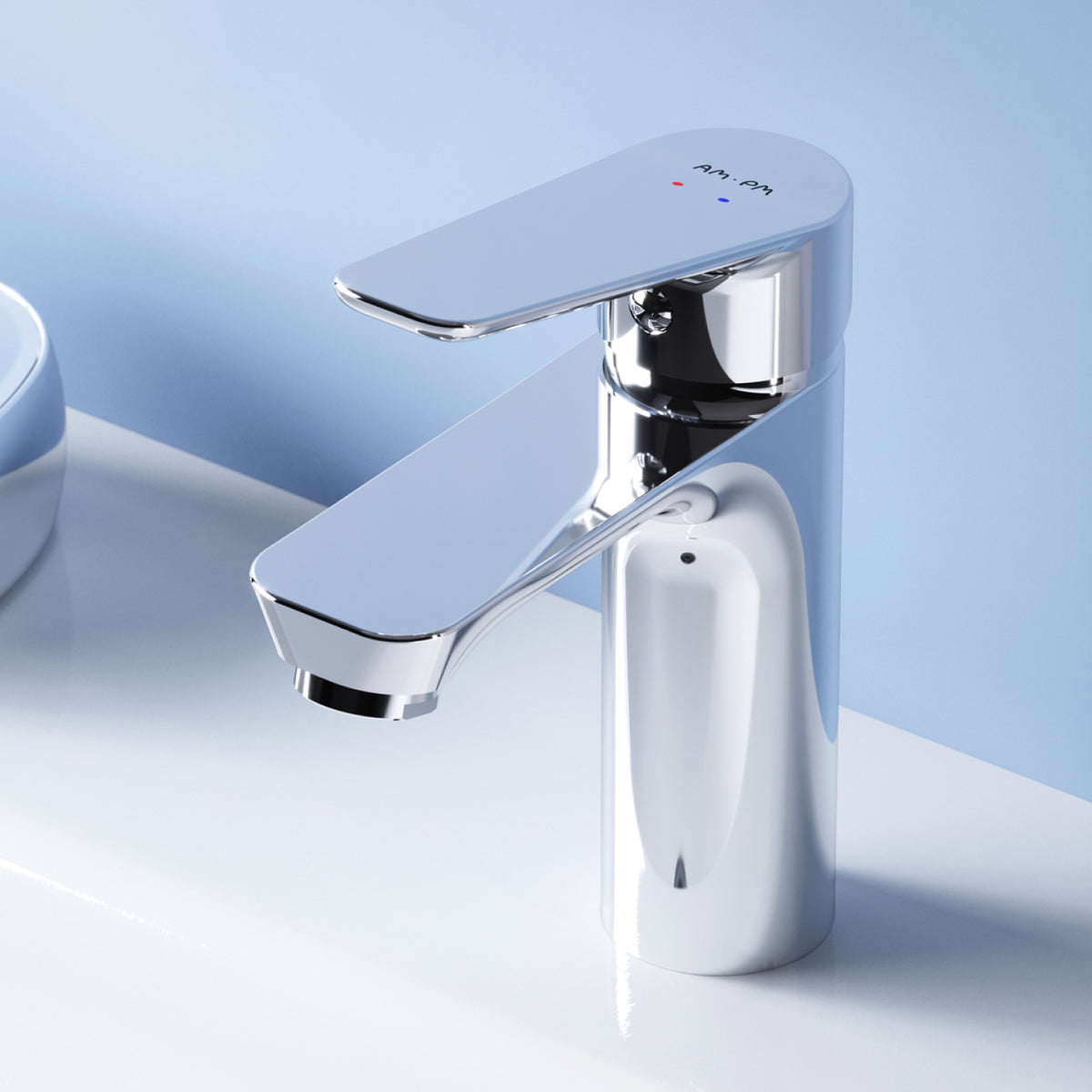 Actionnez le robinet du lavabo M-Dimensions avec raccord de vidange à enclenchement–FTA82200