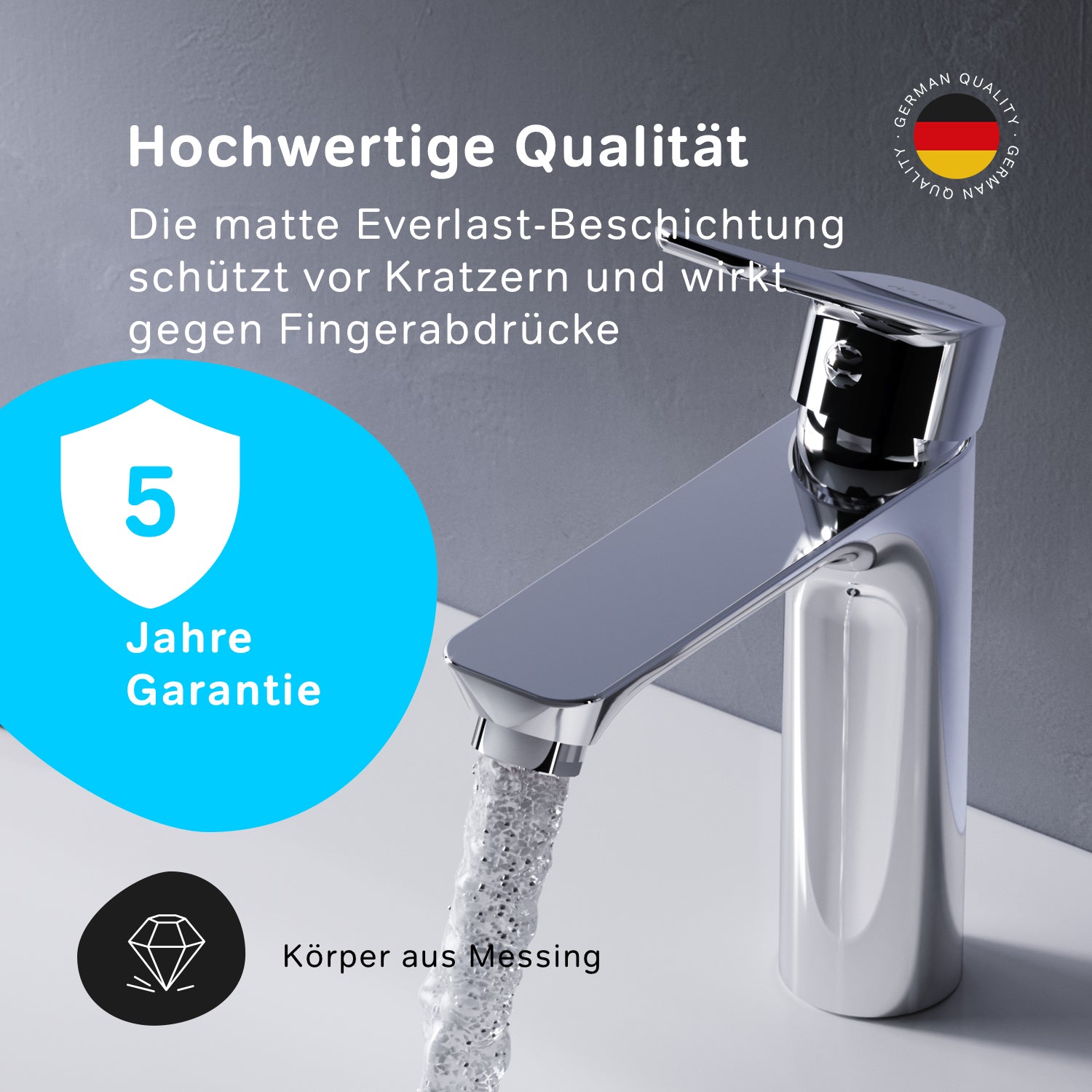 FTA82200 Bad Armatur Hit Waschtischarmatur M-Größe mit Klick-Ablaufgarnitur Wasserhahn ampm-store.de