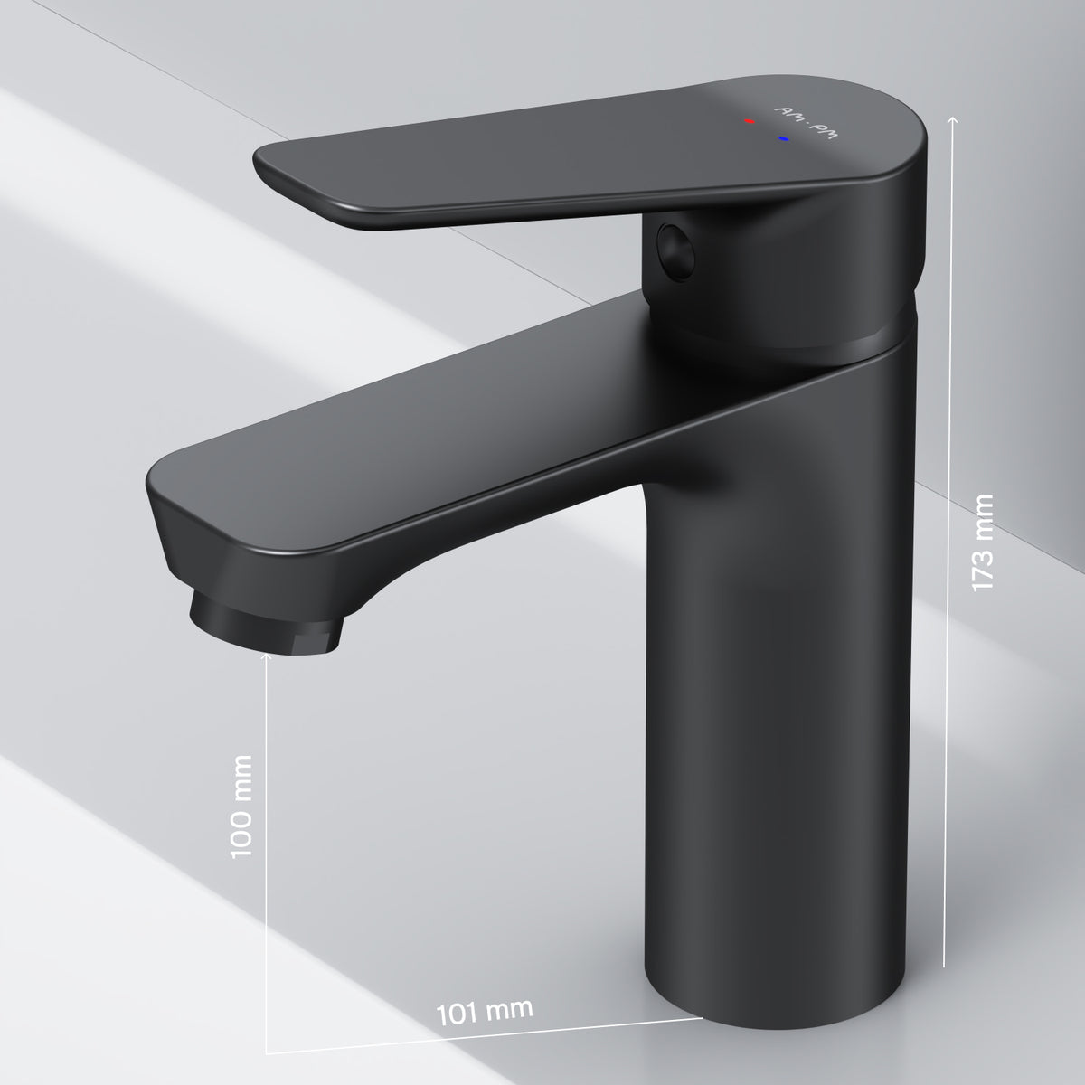 Actionnez le robinet du lavabo M-Taille avec raccord de vidange à clic, noir–FTA82222
