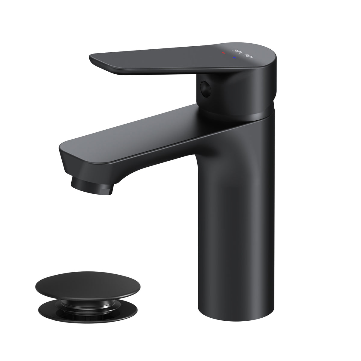 Actionnez le robinet du lavabo M-Taille avec raccord de vidange à clic, noir–FTA82222