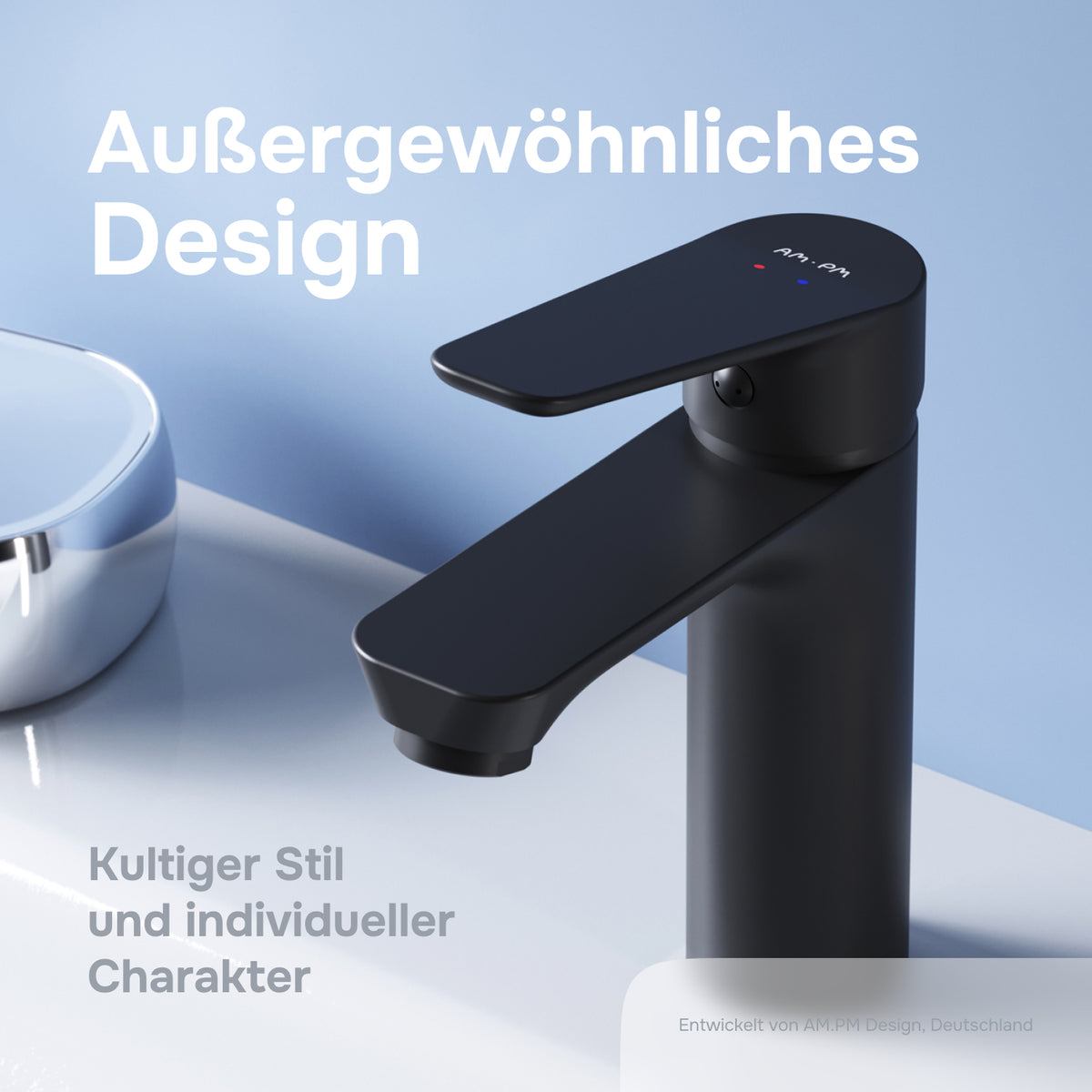 Actionnez le robinet du lavabo M-Taille avec raccord de vidange à clic, noir–FTA82222