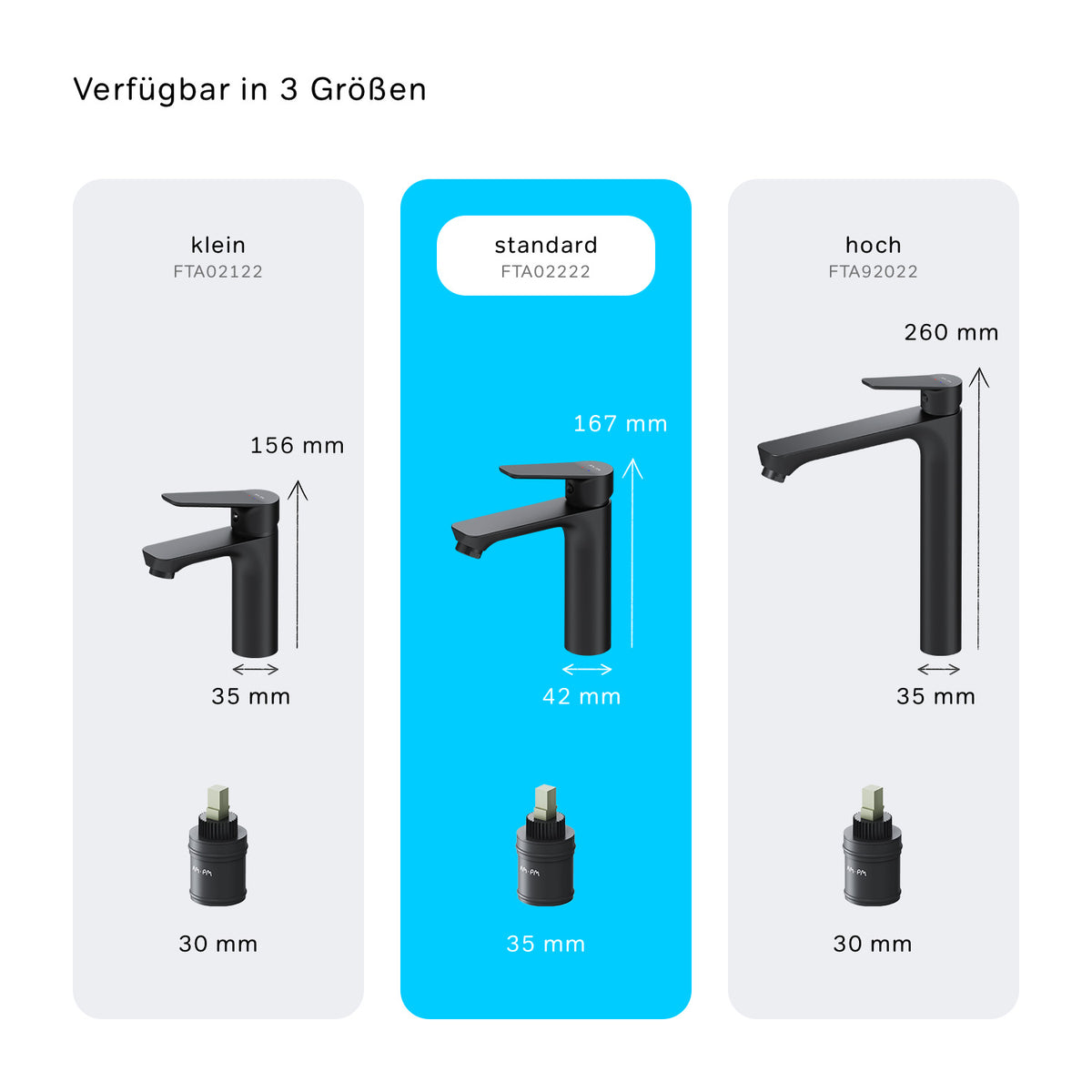 FTA82222 Bad Armatur Hit Waschtischarmatur M-Größe mit Klick-Ablaufgarnitur Wasserhahn, Schwarz ampm-store.de