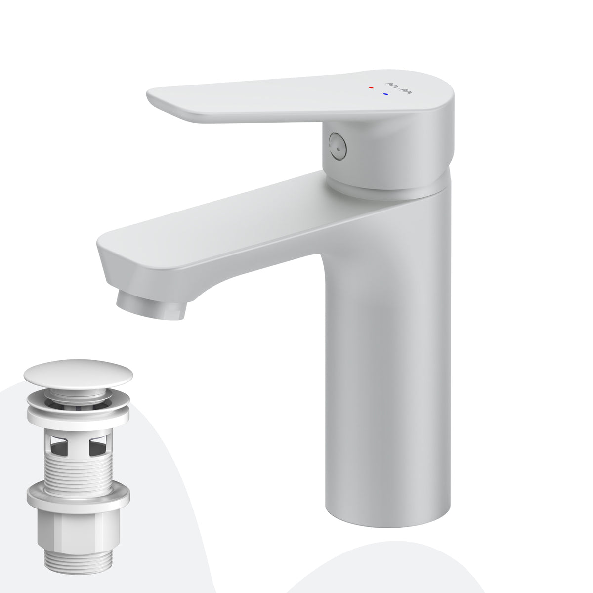 FTA82233 Bad Armatur Hit Waschtischarmatur M-Größe mit Klick-Ablaufgarnitur Wasserhahn, Weiß ampm-store.de
