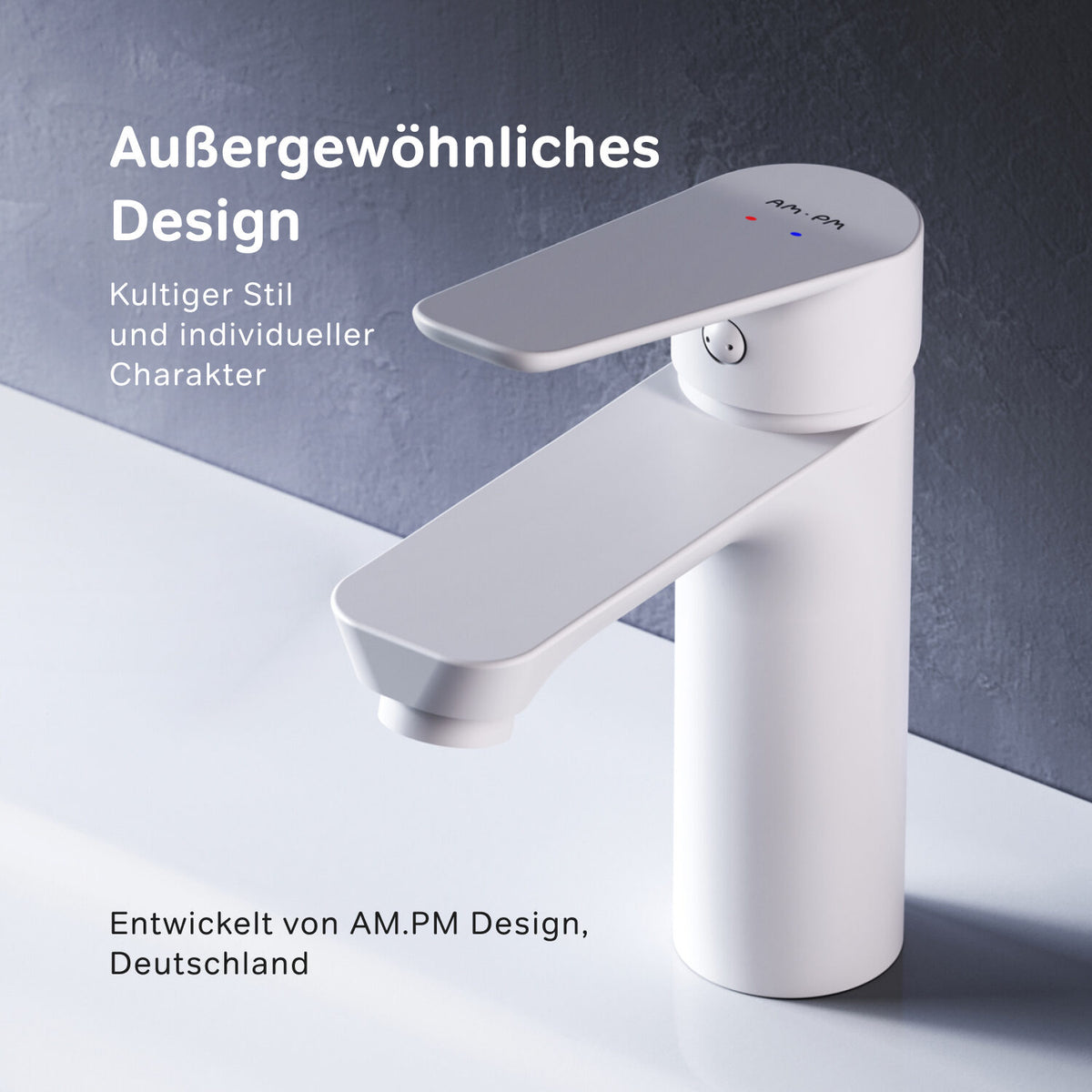 FTA82233 Bad Armatur Hit Waschtischarmatur M-Größe mit Klick-Ablaufgarnitur Wasserhahn, Weiß ampm-store.de