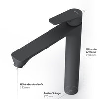 FTA92022 Bad Armatur Hit Waschtischarmatur mit hohem Auslauf Wasserhahn, Schwarz ampm-store.de