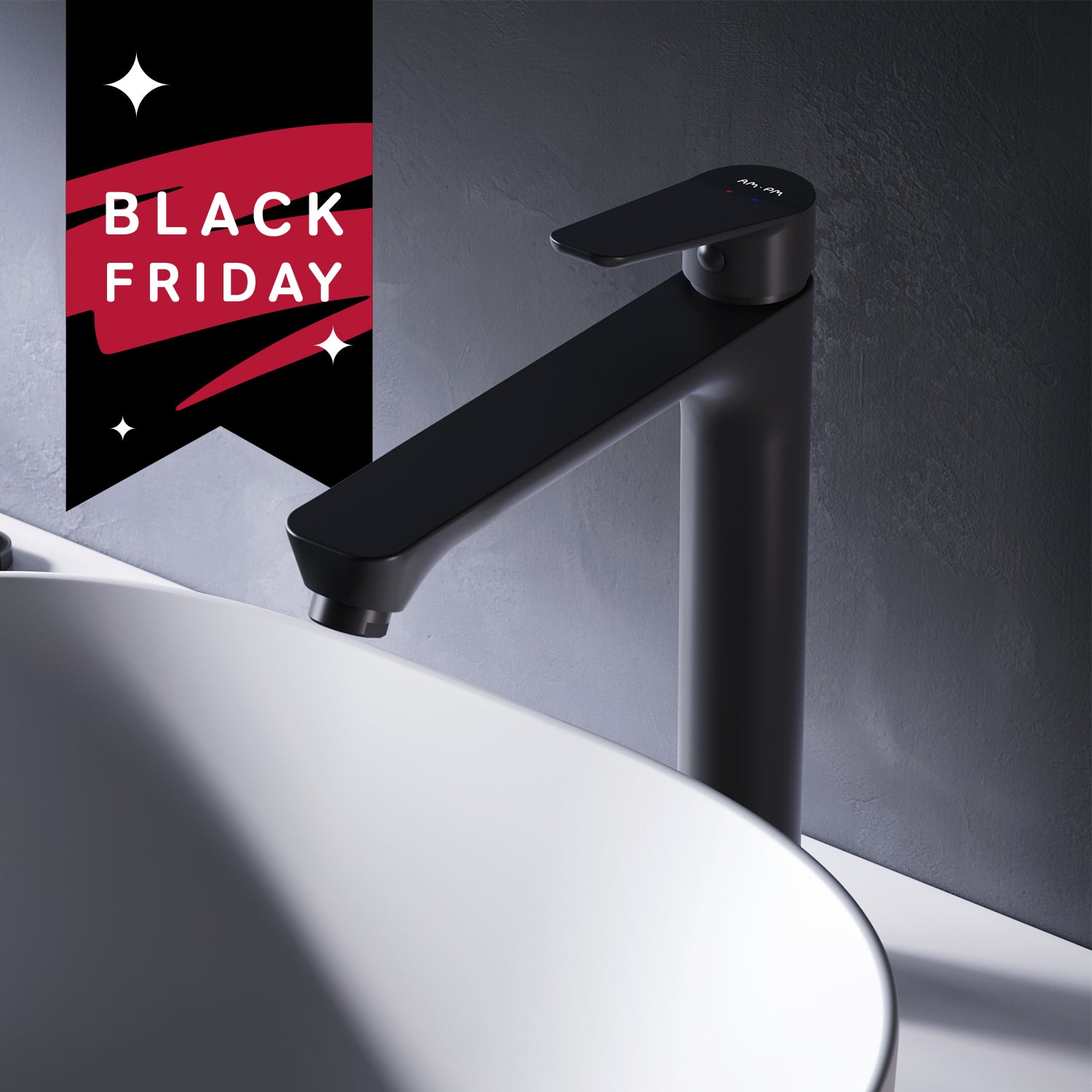 FTA92022 Bad Armatur Hit Waschtischarmatur mit hohem Auslauf Wasserhahn, Schwarz