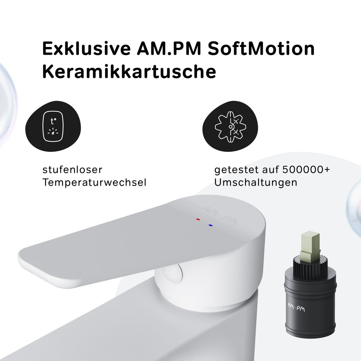 FTA92033 Bad Armatur Hit Waschtischarmatur mit hohem Auslauf Wasserhahn, Weiß ampm-store.de