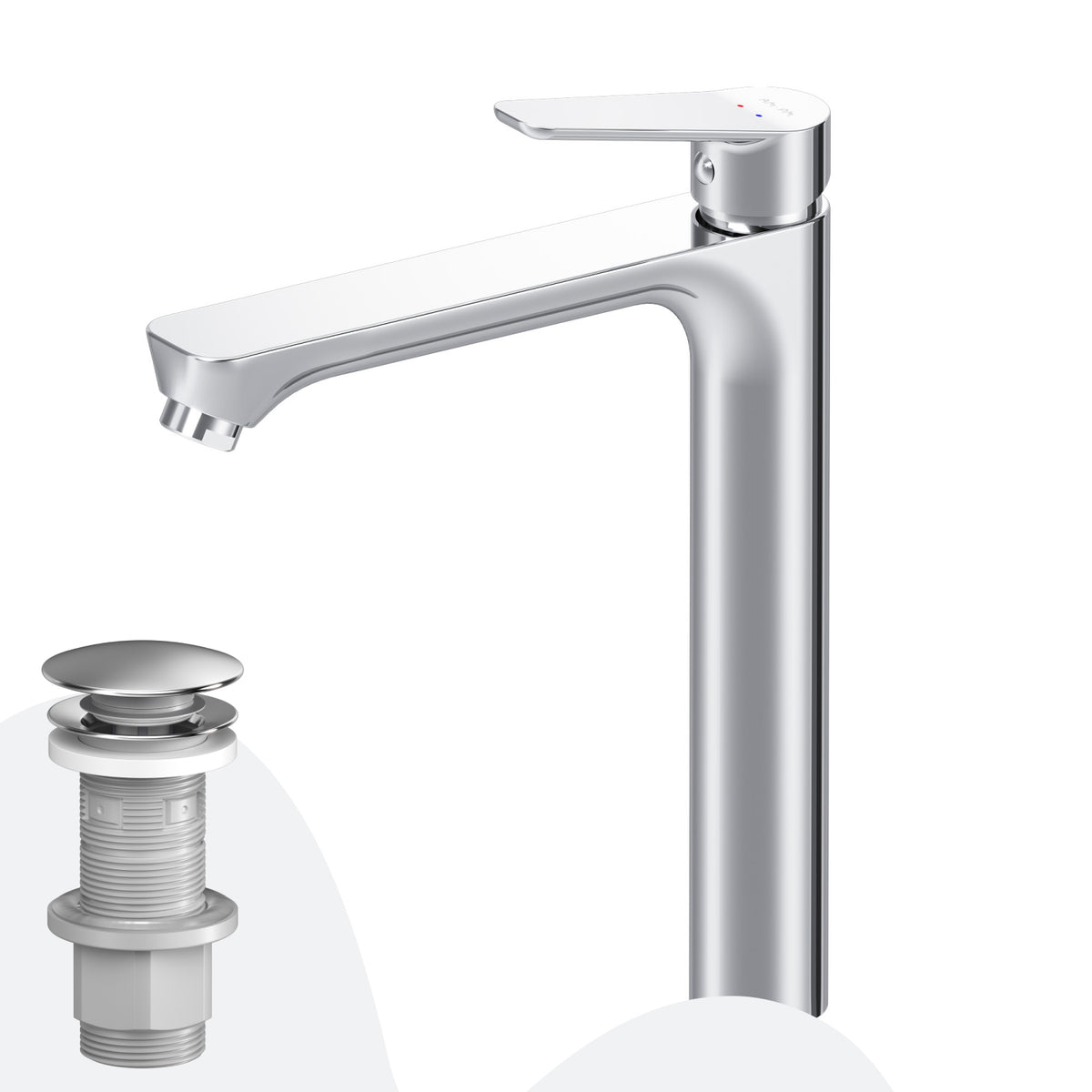 FTA92200 Bad Armatur Hit Waschtischarmatur Hoch mit Klick-Ablaufgarnitur Wasserhahn ampm-store.de