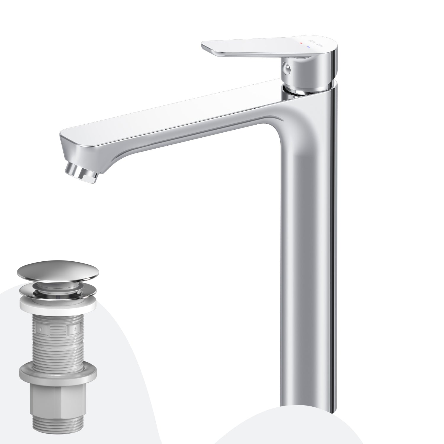 FTA92200 Bad Armatur Hit Waschtischarmatur Hoch mit Klick-Ablaufgarnitur Wasserhahn ampm-store.de