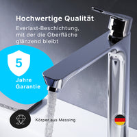 FTA92200 Bad Armatur Hit Waschtischarmatur Hoch mit Klick-Ablaufgarnitur Wasserhahn ampm-store.de