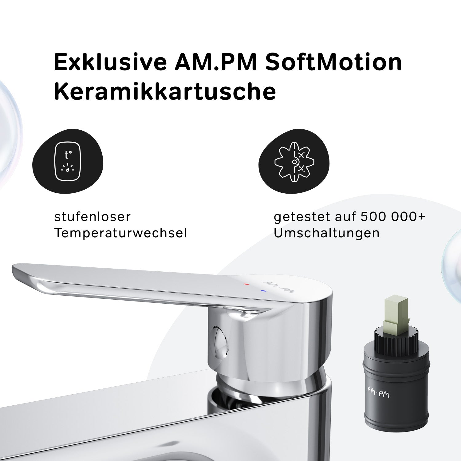 FTA92200 Bad Armatur Hit Waschtischarmatur Hoch mit Klick-Ablaufgarnitur Wasserhahn ampm-store.de