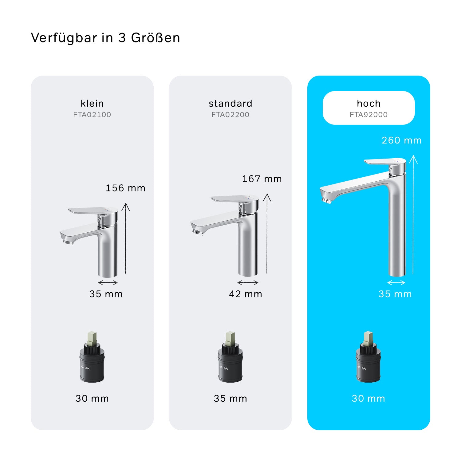 FTA92200 Bad Armatur Hit Waschtischarmatur Hoch mit Klick-Ablaufgarnitur Wasserhahn ampm-store.de