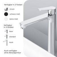 FTA92200 Bad Armatur Hit Waschtischarmatur Hoch mit Klick-Ablaufgarnitur Wasserhahn ampm-store.de