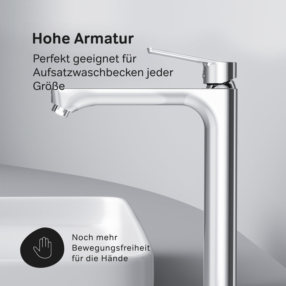 FTA92200 Bad Armatur Hit Waschtischarmatur Hoch mit Klick-Ablaufgarnitur Wasserhahn ampm-store.de