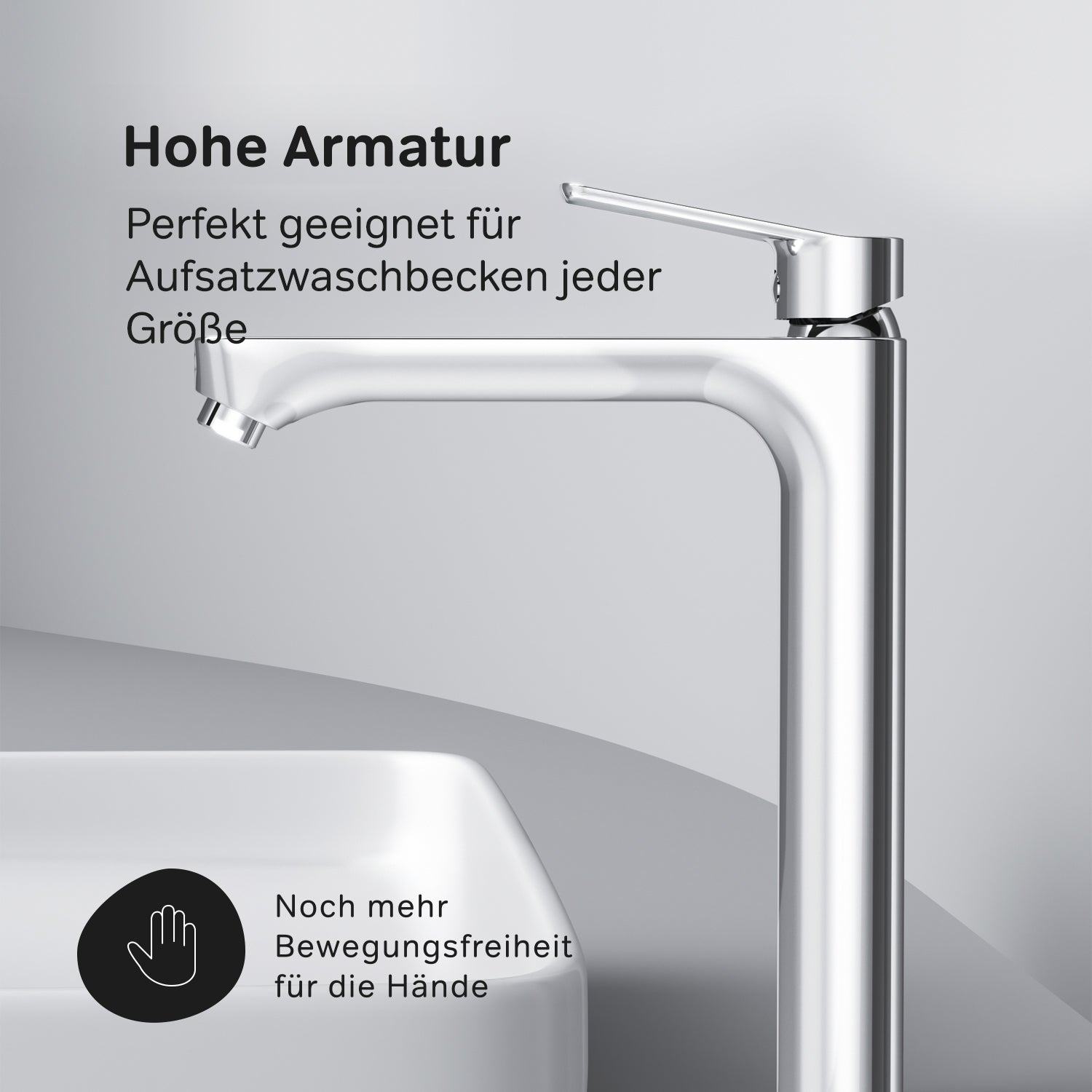 FTA92200 Bad Armatur Hit Waschtischarmatur Hoch mit Klick-Ablaufgarnitur Wasserhahn ampm-store.de