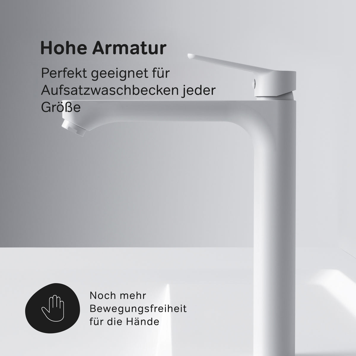 FTA92233 Bad Armatur Hit Waschtischarmatur Hoch mit Klick-Ablaufgarnitur Wasserhahn, Weiß ampm-store.de