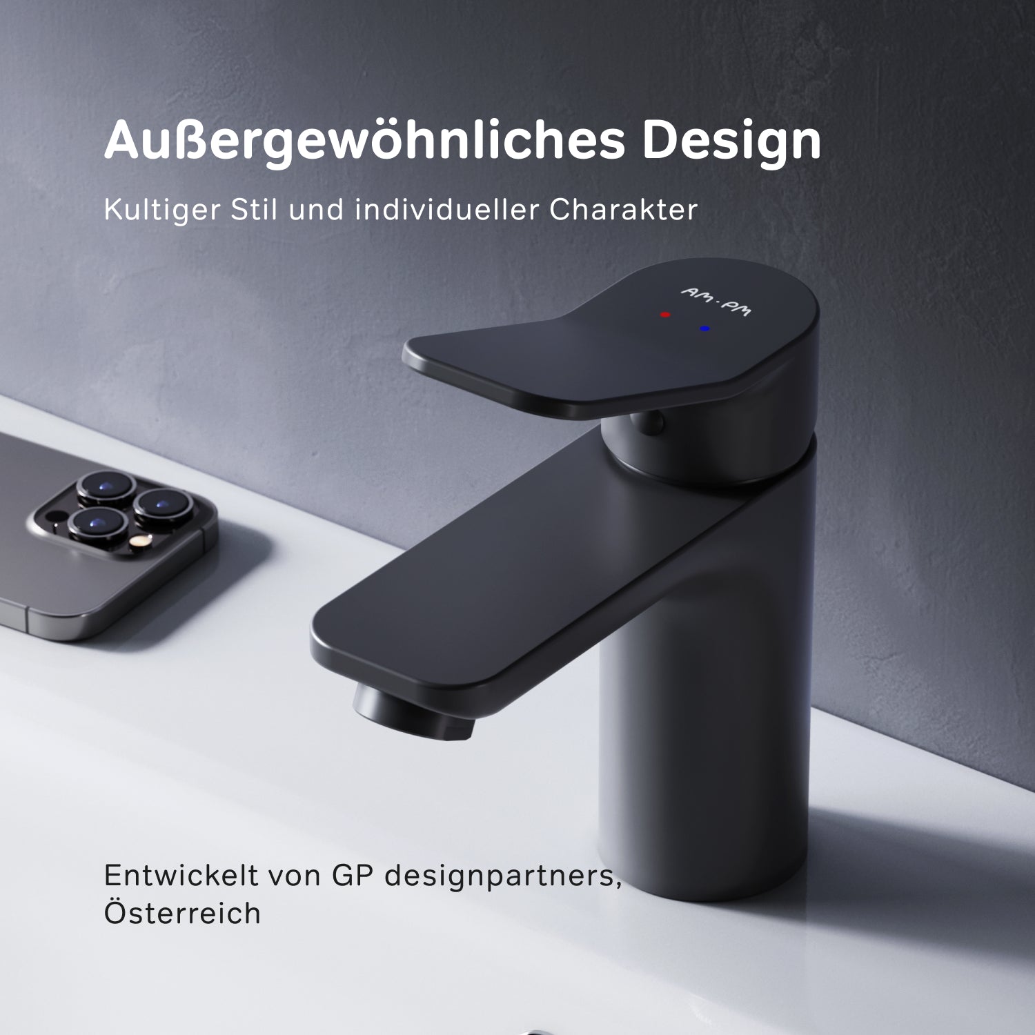 FXA02122 Bad Armatur X-Joy Waschtischarmatur Wasserhahn, Schwarz ampm-store.de