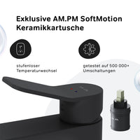 FXA02122 Bad Armatur X-Joy Waschtischarmatur Wasserhahn, Schwarz ampm-store.de