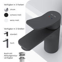 FXA02122 Bad Armatur X-Joy Waschtischarmatur Wasserhahn, Schwarz ampm-store.de