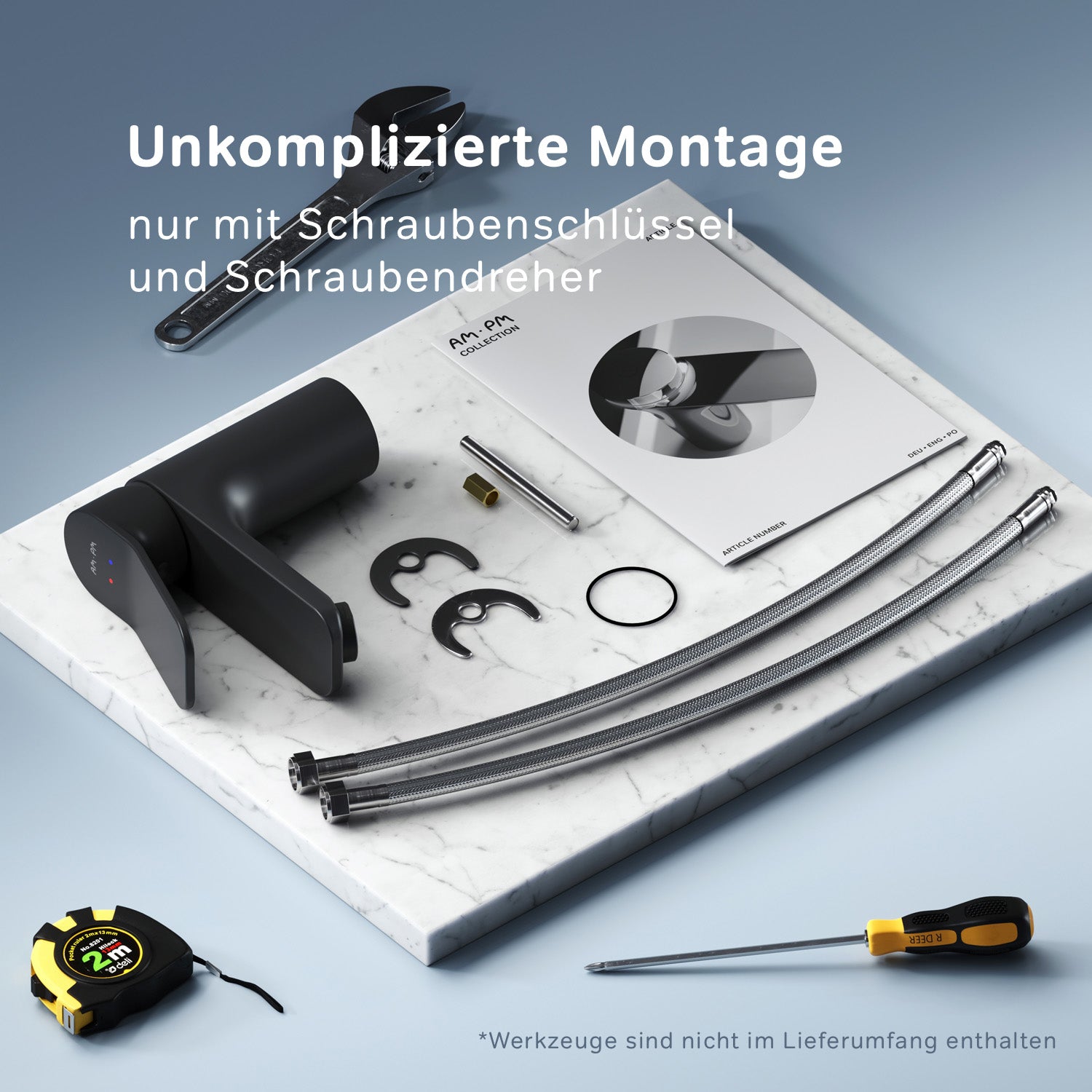 FXA02122 Bad Armatur X-Joy Waschtischarmatur Wasserhahn, Schwarz ampm-store.de