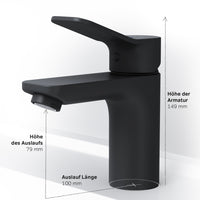 FXA02122 Bad Armatur X-Joy Waschtischarmatur Wasserhahn, Schwarz ampm-store.de