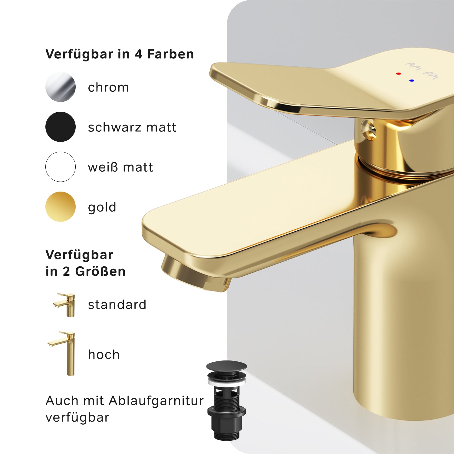 FXA02199 Bad Armatur X-Joy Waschtischarmatur Wasserhahn, Gold