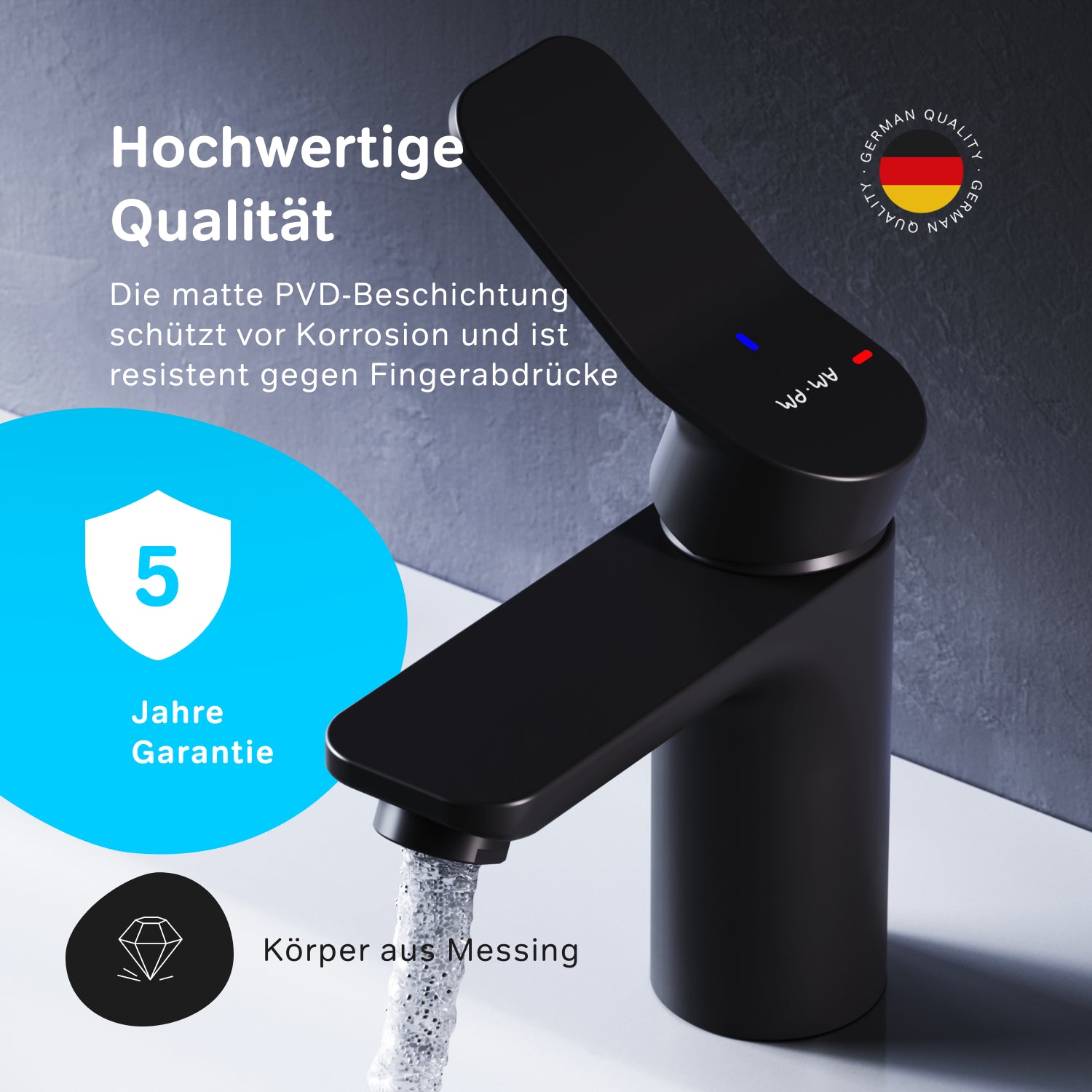 Robinet de salle de bain FXA02822 X-Joy avec fonction EcoStart, noir