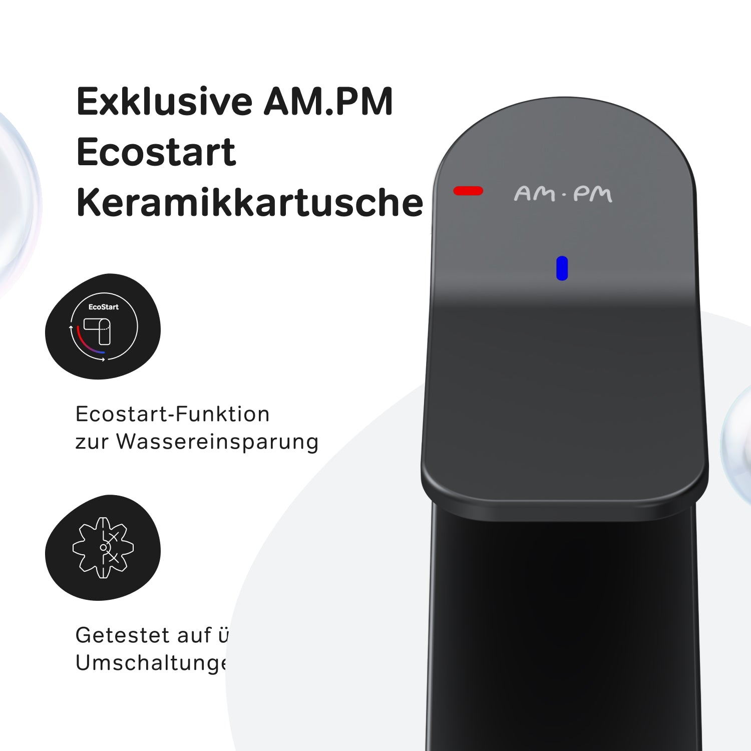 Robinet de salle de bain FXA02822 X-Joy avec fonction EcoStart, noir