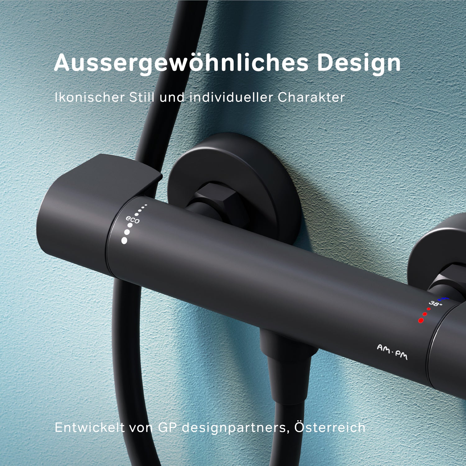 FXA40022 Duscharmatur Thermostat X-Joy Brausearmatur Mischbatterie Dusche, Schwarz ampm-store.de
