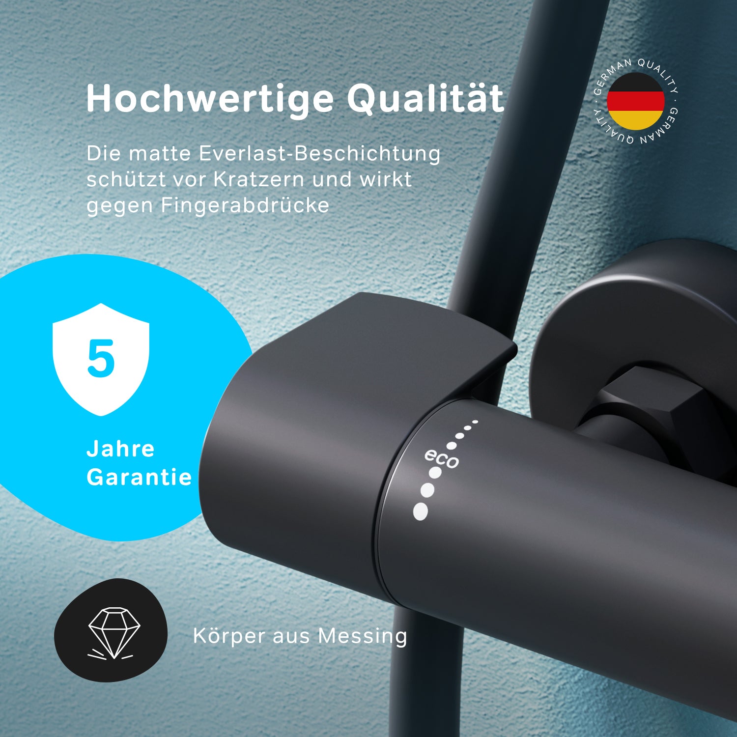 FXA40022 Duscharmatur Thermostat X-Joy Brausearmatur Mischbatterie Dusche, Schwarz ampm-store.de
