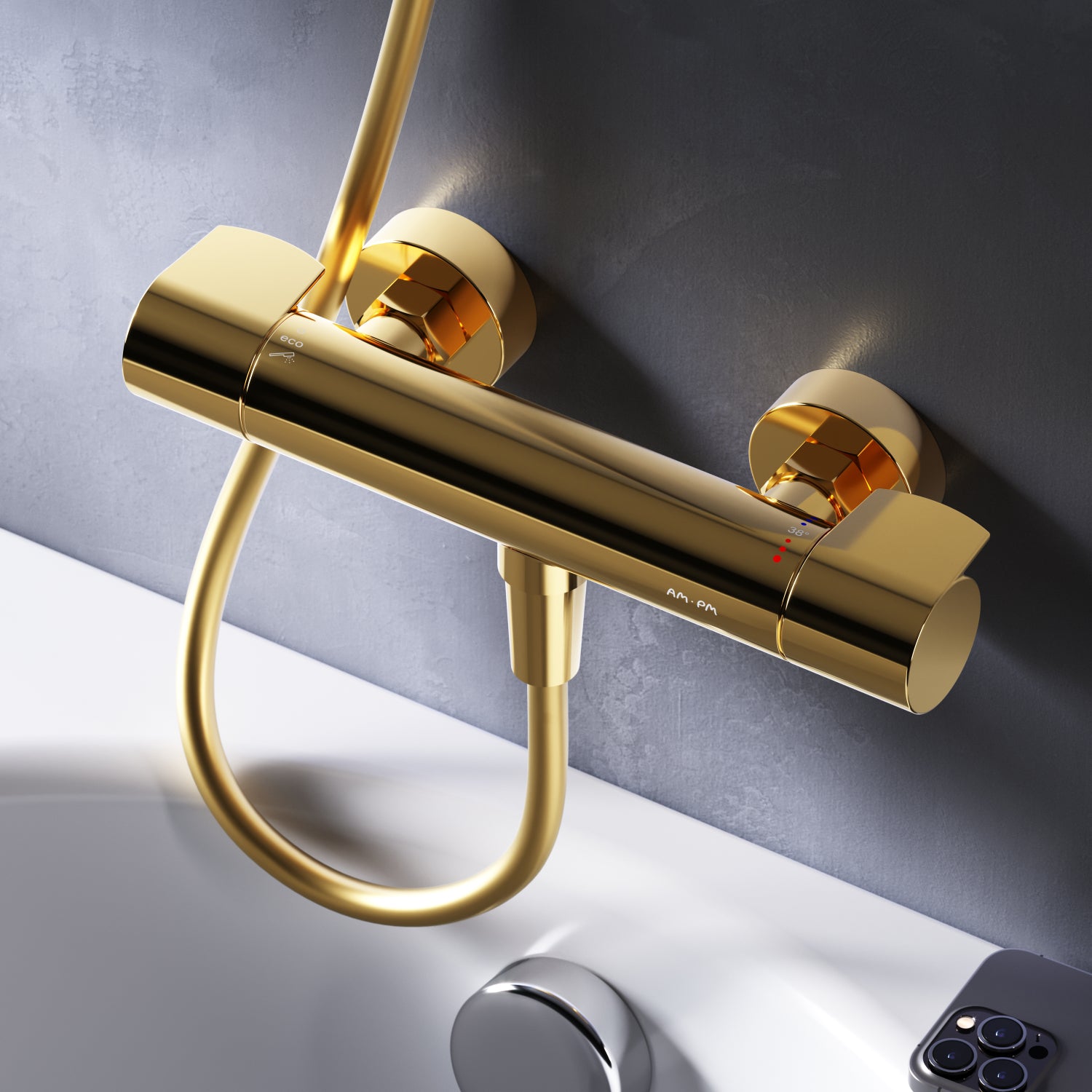 FXA40099 Duscharmatur Thermostat X-Joy Brausearmatur Mischbatterie Dusche, Gold