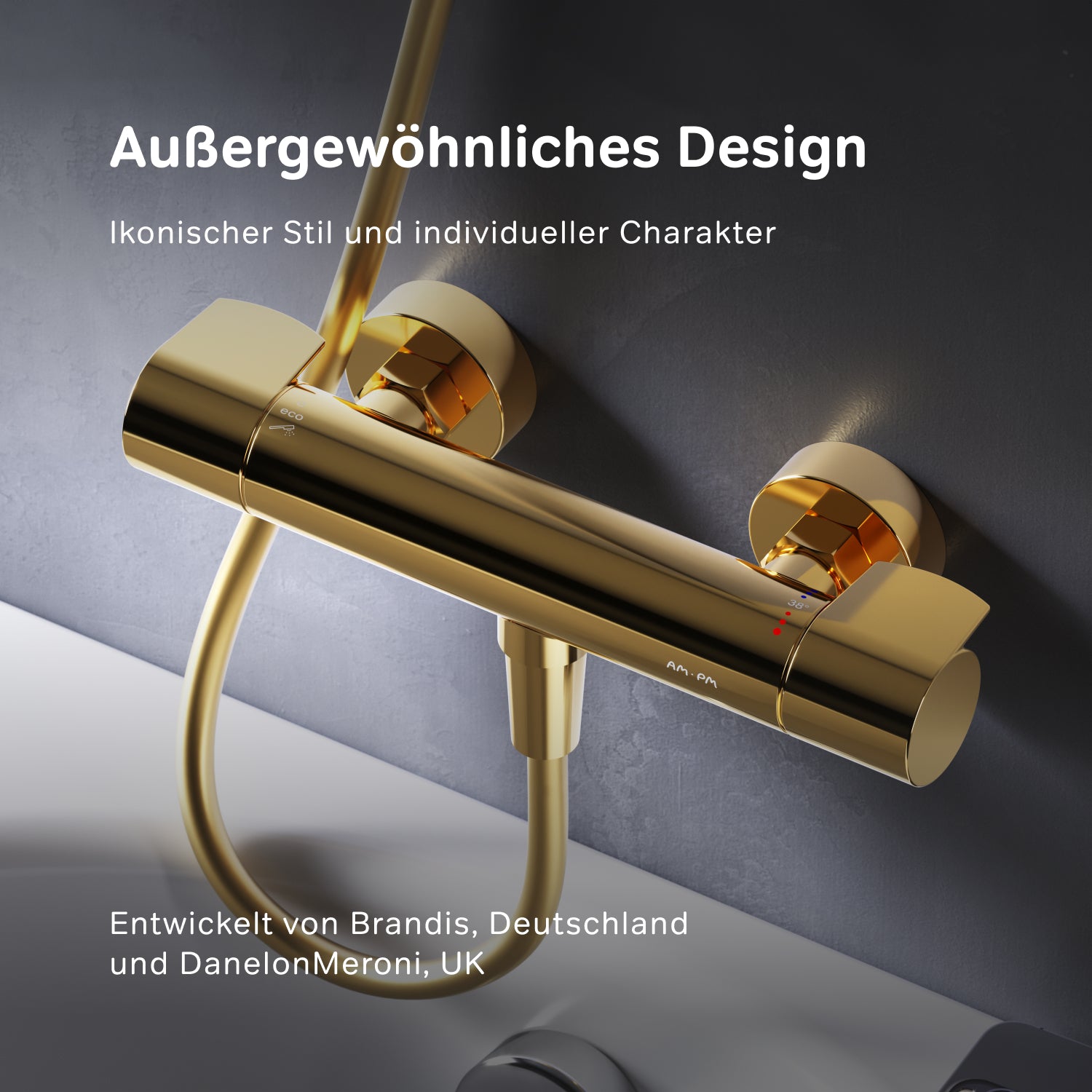 FXA40099 Duscharmatur Thermostat X-Joy Brausearmatur Mischbatterie Dusche, Gold