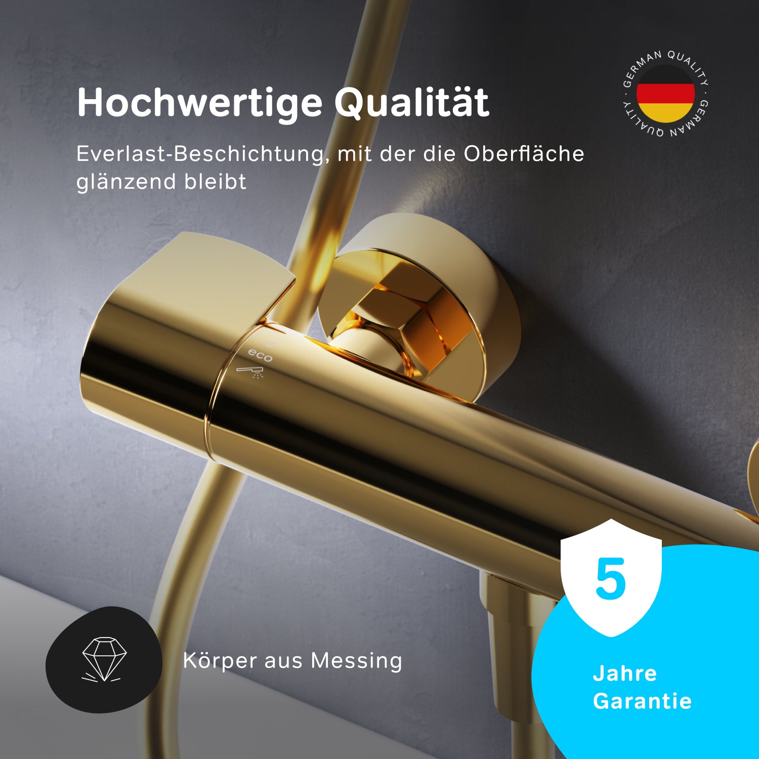 FXA40099 Duscharmatur Thermostat X-Joy Brausearmatur Mischbatterie Dusche, Gold