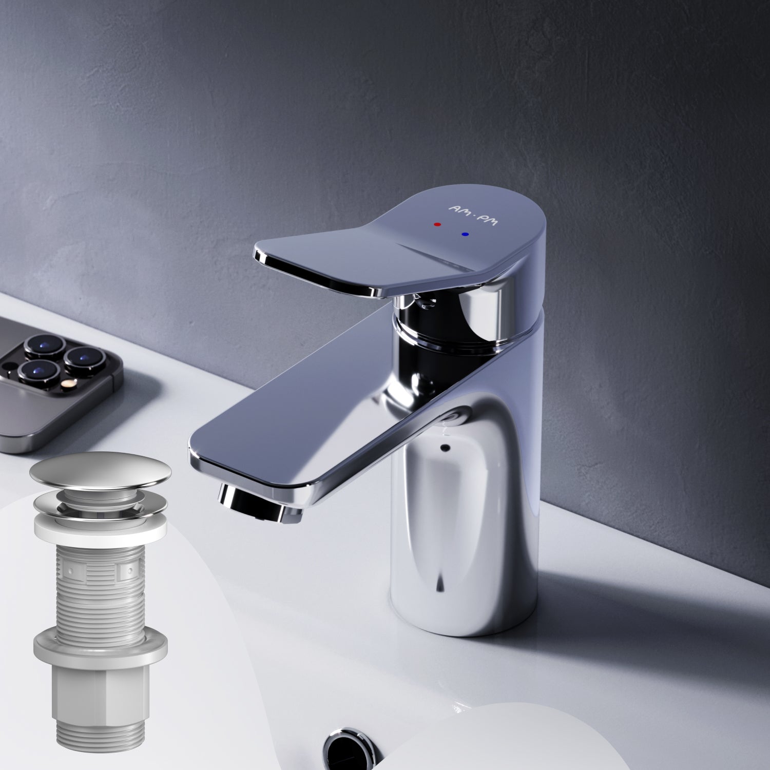 FXA82100 Bad Armatur X-Joy Waschtischarmatur mit Klick-Ablaufgarnitur Wasserhahn ampm-store.de