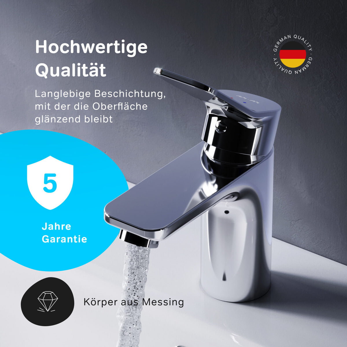 FXA82100 Bad Armatur X-Joy Waschtischarmatur mit Klick-Ablaufgarnitur Wasserhahn ampm-store.de
