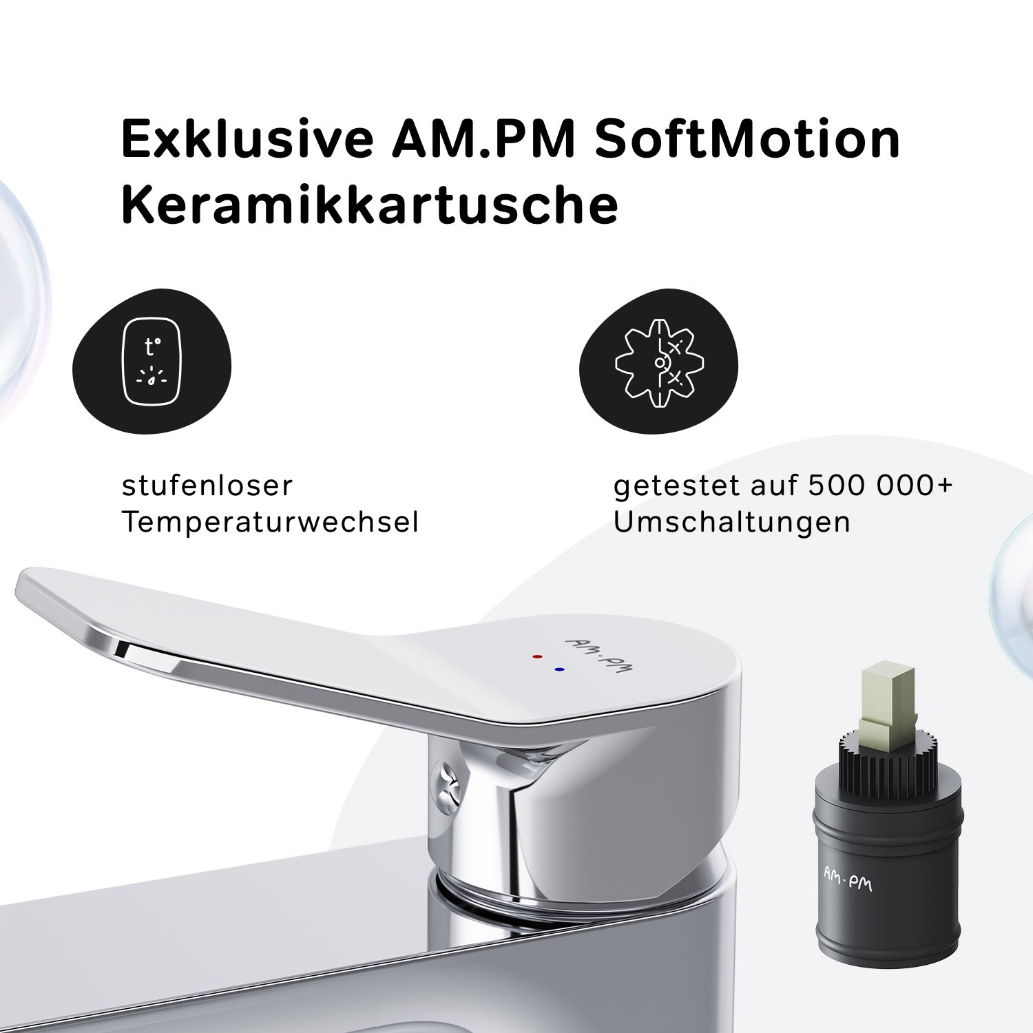 FXA82100 Bad Armatur X-Joy Waschtischarmatur mit Klick-Ablaufgarnitur Wasserhahn ampm-store.de