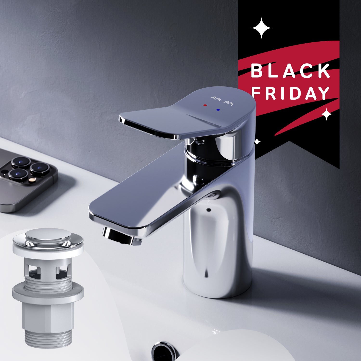 FXA82100 Bad Armatur X-Joy Waschtischarmatur mit Klick-Ablaufgarnitur Wasserhahn