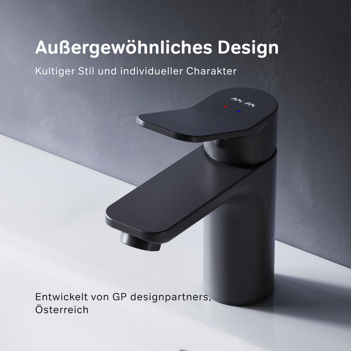 FXA82122 Bad Armatur X-Joy Waschtischarmatur mit Klick-Ablaufgarnitur Wasserhahn, Schwarz ampm-store.de