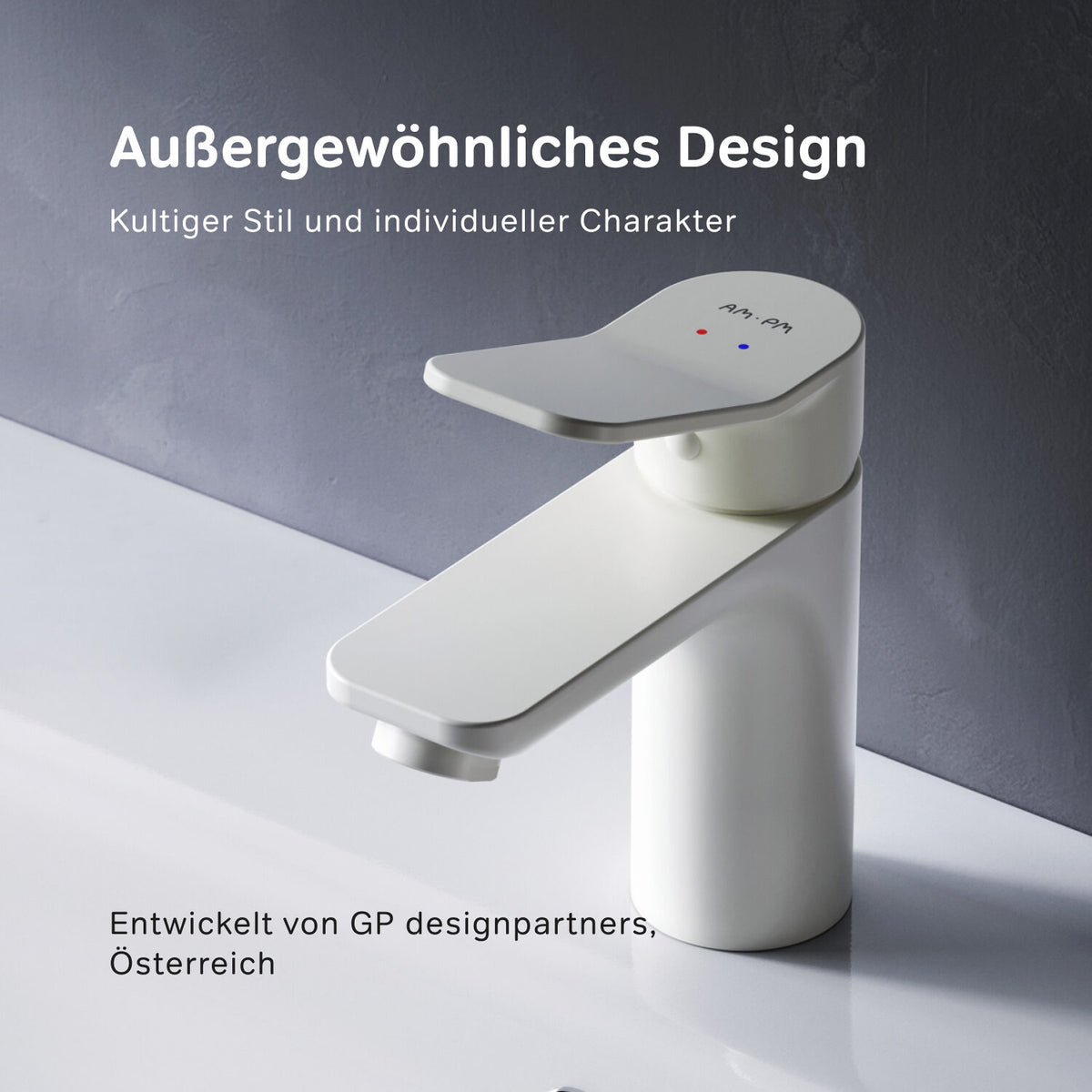 FXA82133 Bad Armatur X-Joy Waschtischarmatur mit Klick-Ablaufgarnitur Wasserhahn, Weiß ampm-store.de