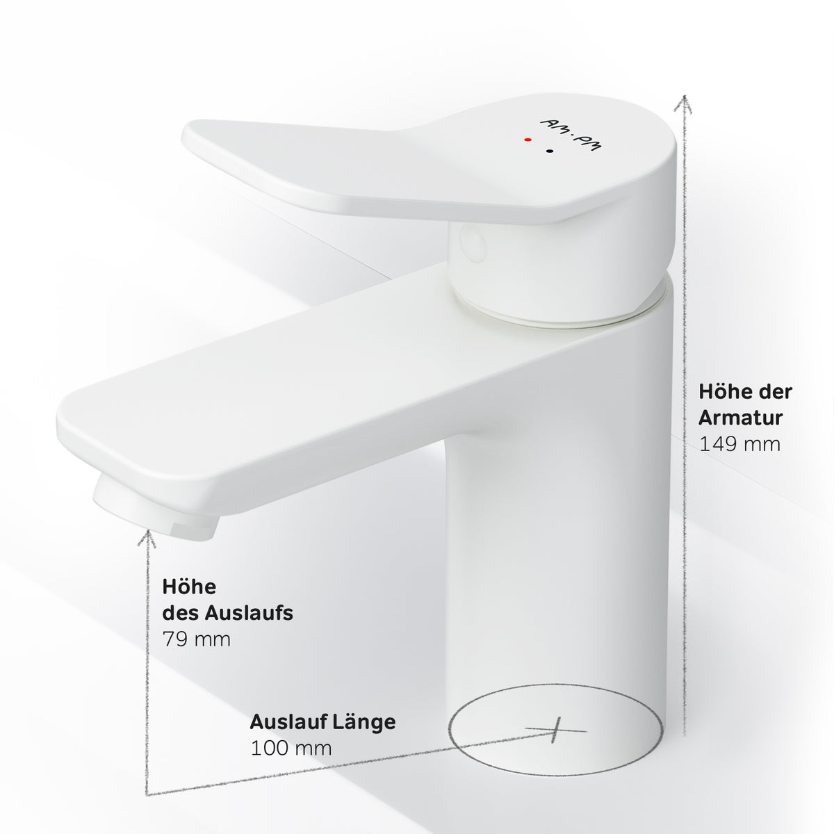 FXA82133 Bad Armatur X-Joy Waschtischarmatur mit Klick-Ablaufgarnitur Wasserhahn, Weiß ampm-store.de