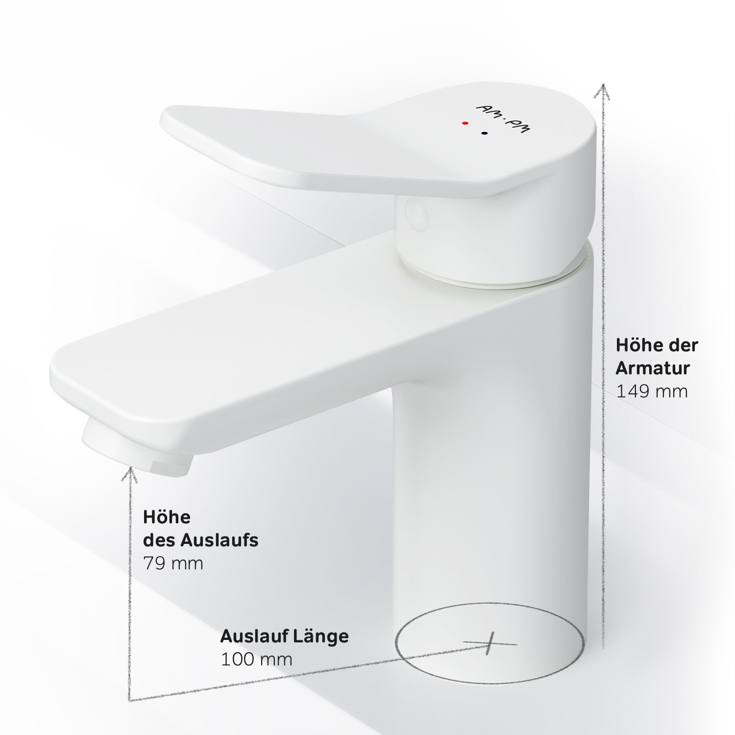 FXA82133 Bad Armatur X-Joy Waschtischarmatur mit Klick-Ablaufgarnitur Wasserhahn, Weiß ampm-store.de