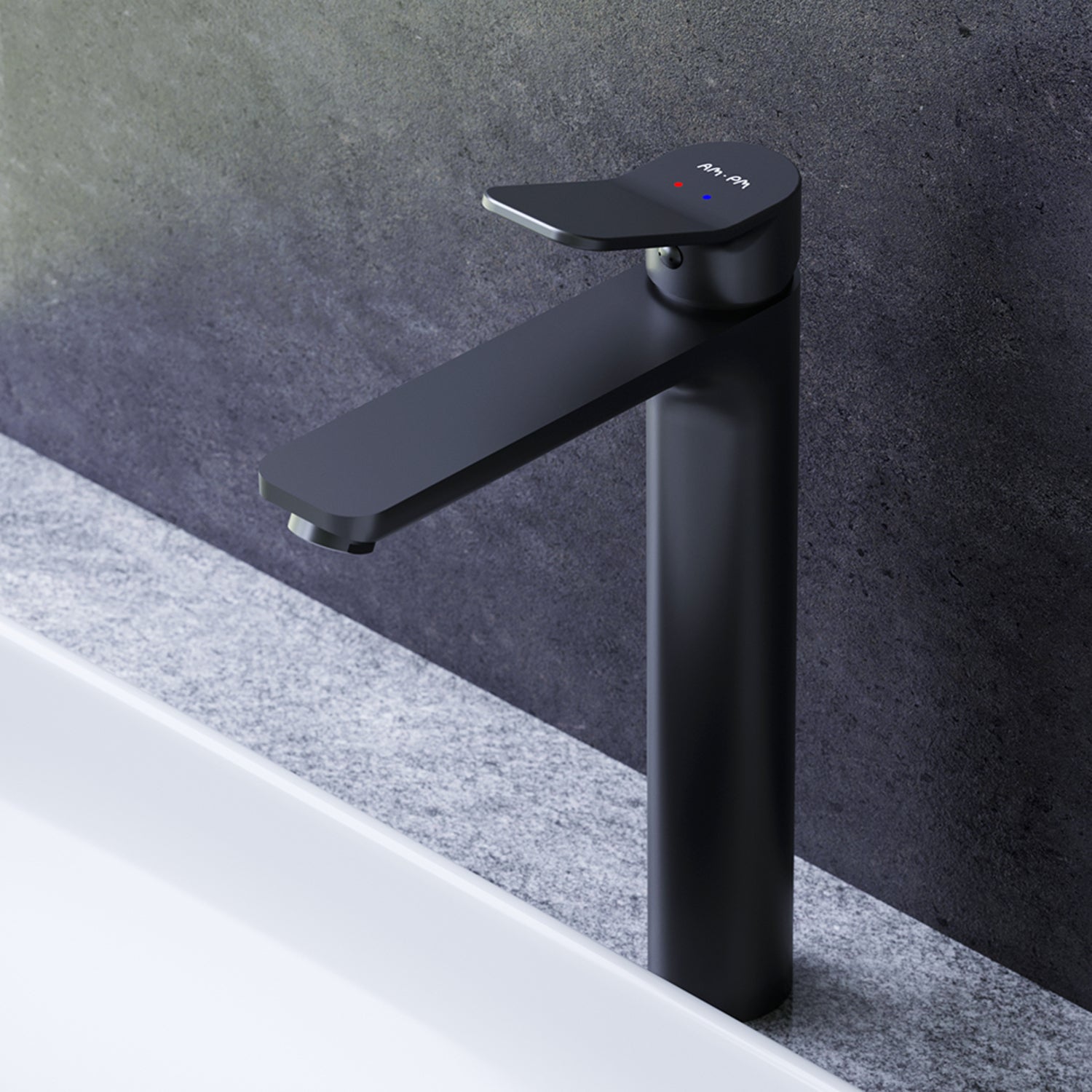 FXA92022 Bad Armatur X-Joy Waschtischarmatur mit hohem Auslauf Wasserhahn, Schwarz ampm-store.de