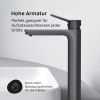 FXA92022 Bad Armatur X-Joy Waschtischarmatur mit hohem Auslauf Wasserhahn, Schwarz ampm-store.de