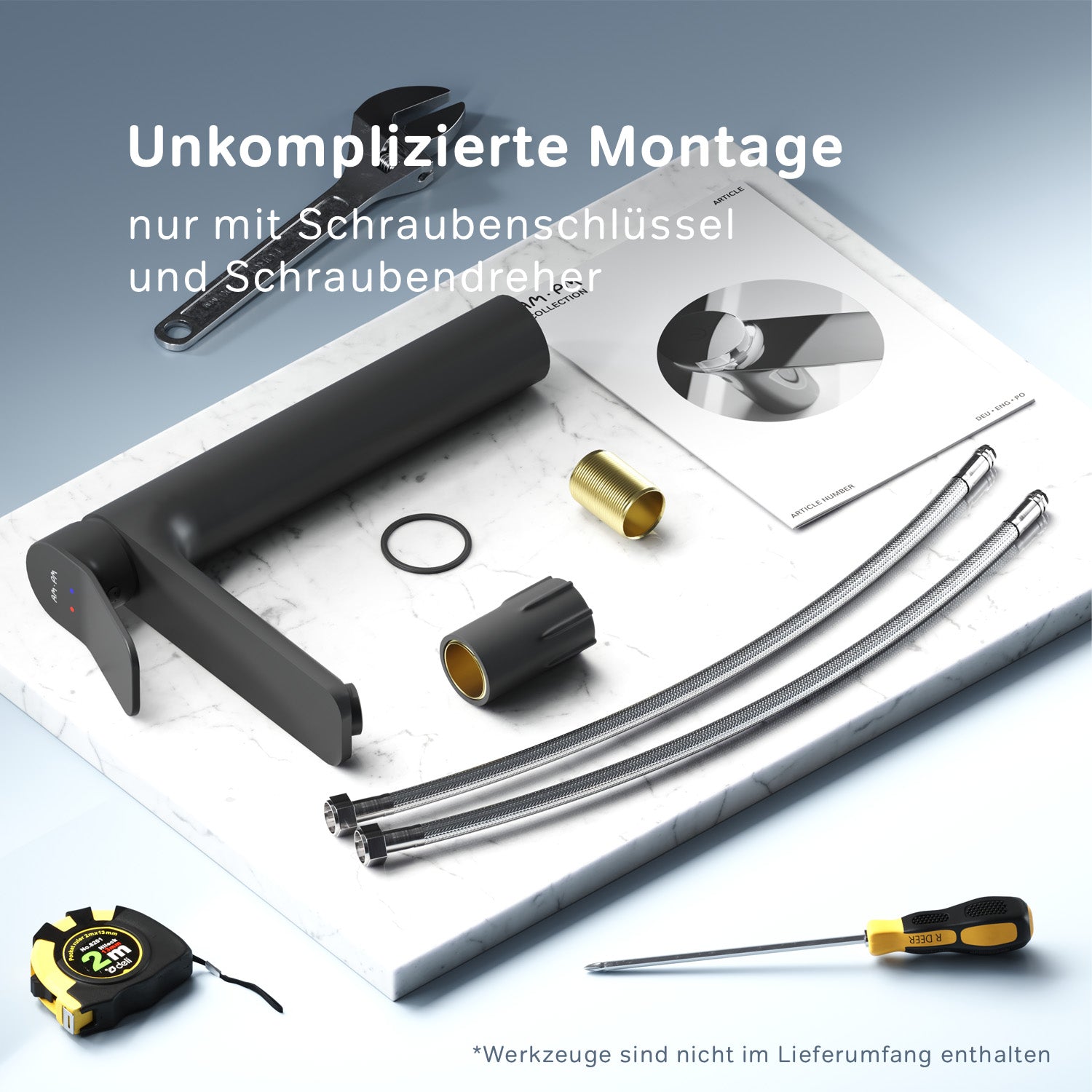 FXA92022 Bad Armatur X-Joy Waschtischarmatur mit hohem Auslauf Wasserhahn, Schwarz ampm-store.de
