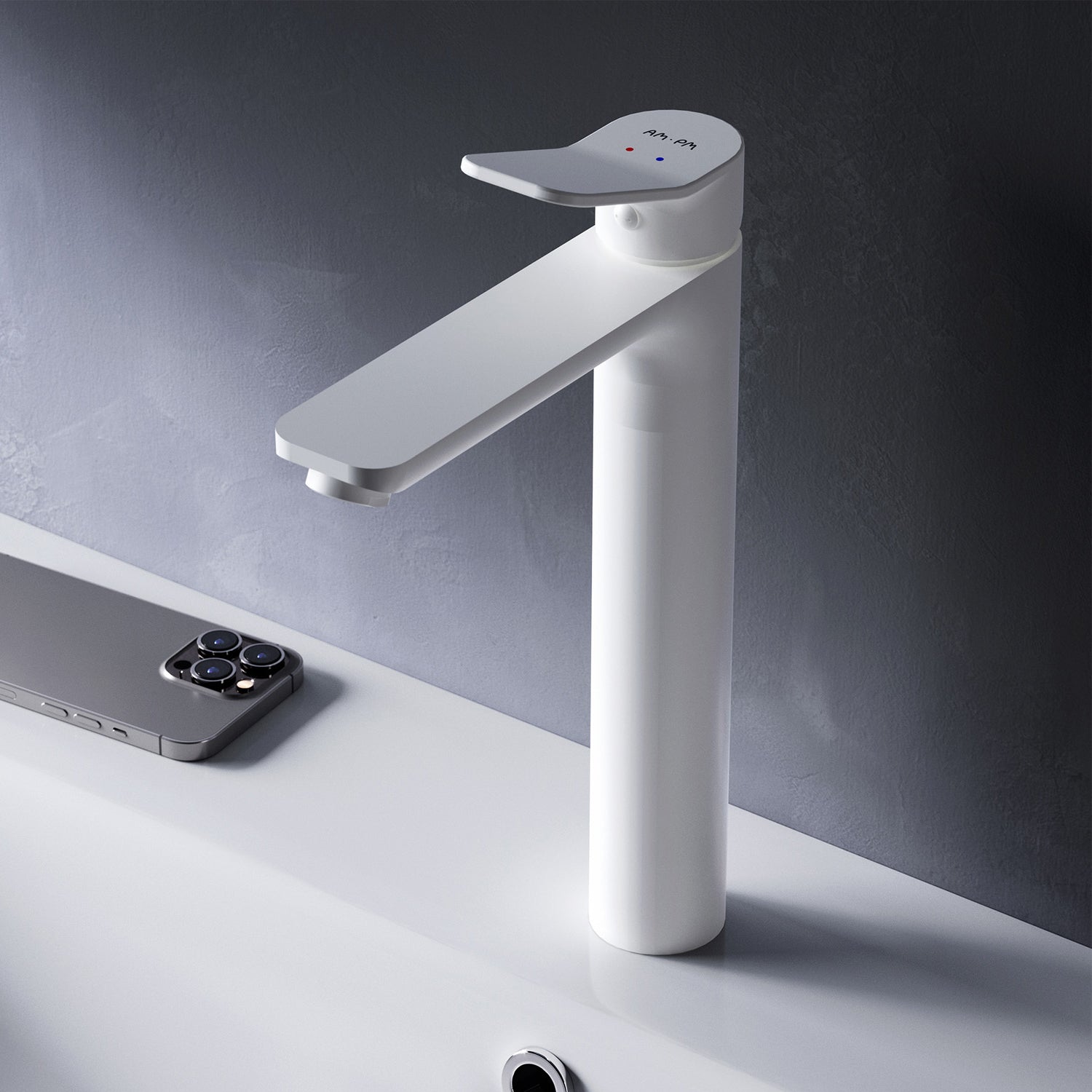 FXA92033 Bad Armatur X-Joy Waschtischarmatur mit hohem Auslauf Wasserhahn, Weiß ampm-store.de