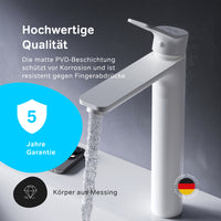 FXA92033 Bad Armatur X-Joy Waschtischarmatur mit hohem Auslauf Wasserhahn, Weiß ampm-store.de